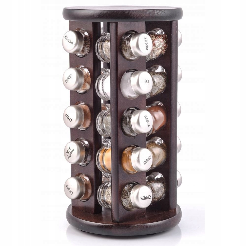 PRZYPRAWNIK DREWNIANY OBROTOWY NA PRZYPRAWY 20 SZT