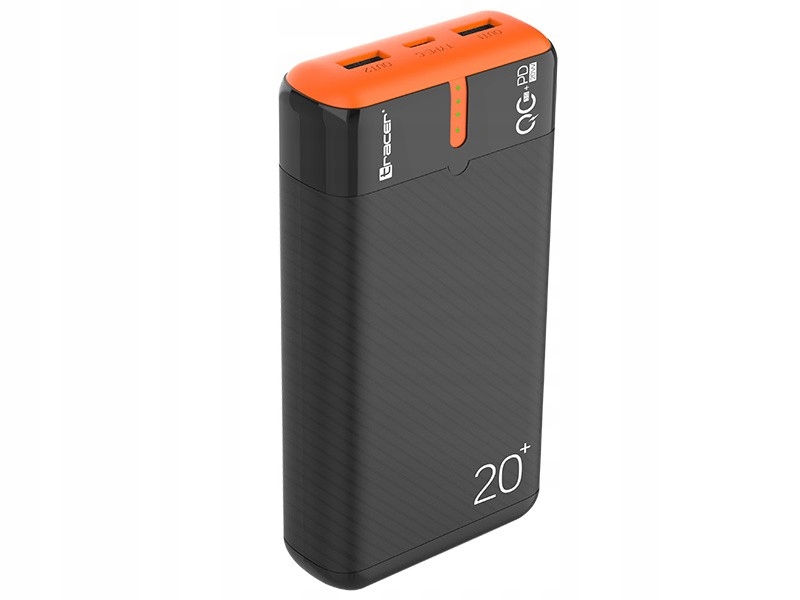 Tracer Power banka EnerGen 20000mAh PD+QC3.0 černo-oranžová