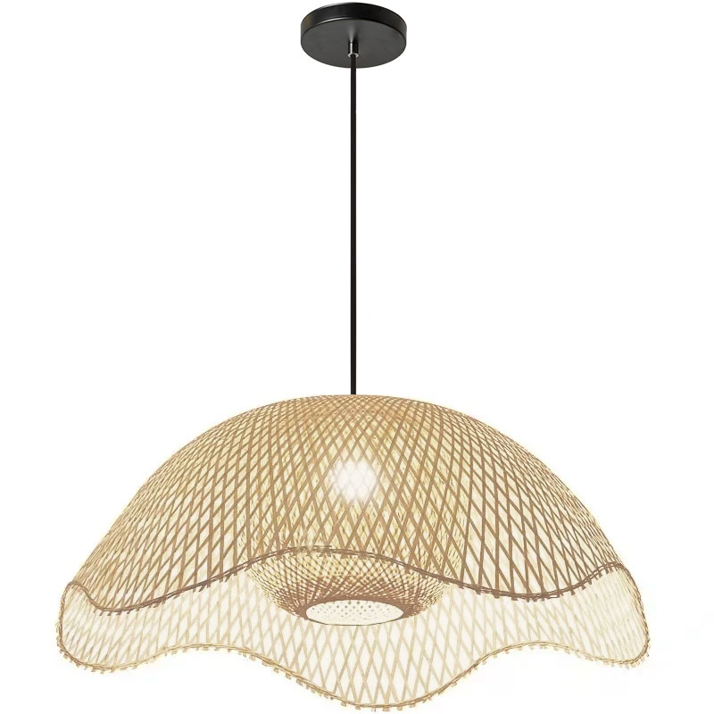 Závesná Stropná Lampa Bambusová Prútená Boho Natural 50 cm