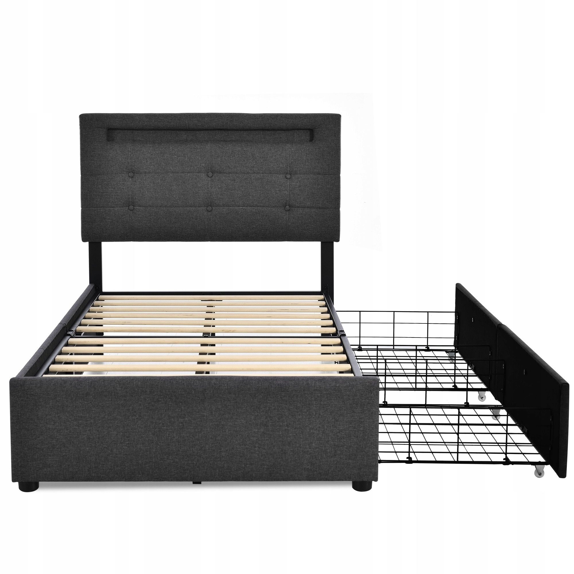 

Łóżko tapicerowane Led i 2 szufladami 90x200cm