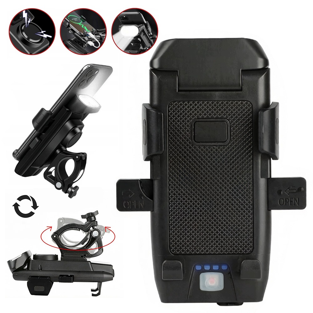 Uchwyt Rowerowy Na Telefon Rower 4w1 Lampka Klakson Przednia Powerbank