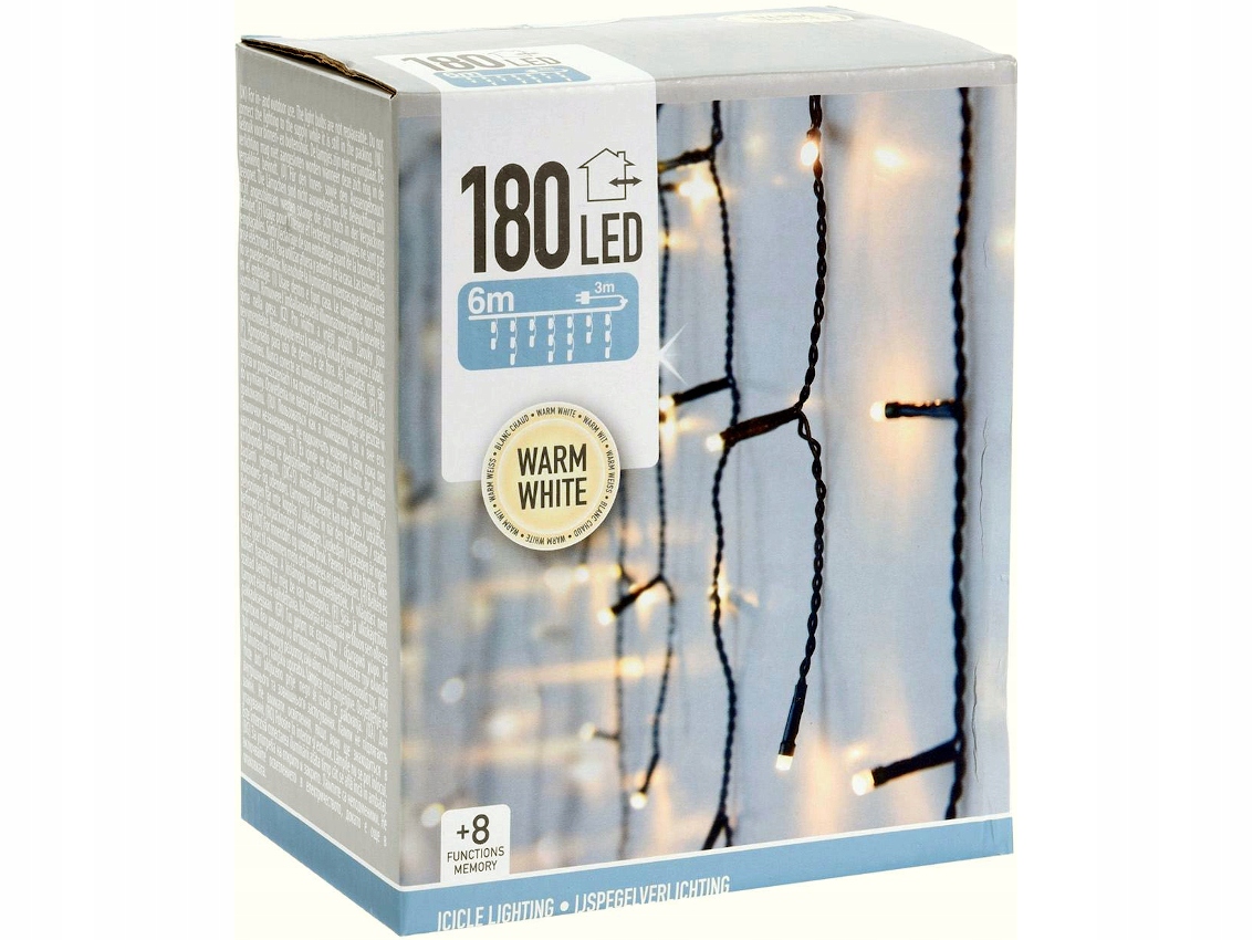 

Zewnętrzna świąteczna Girlanda Kurtyna 180 Led 6m