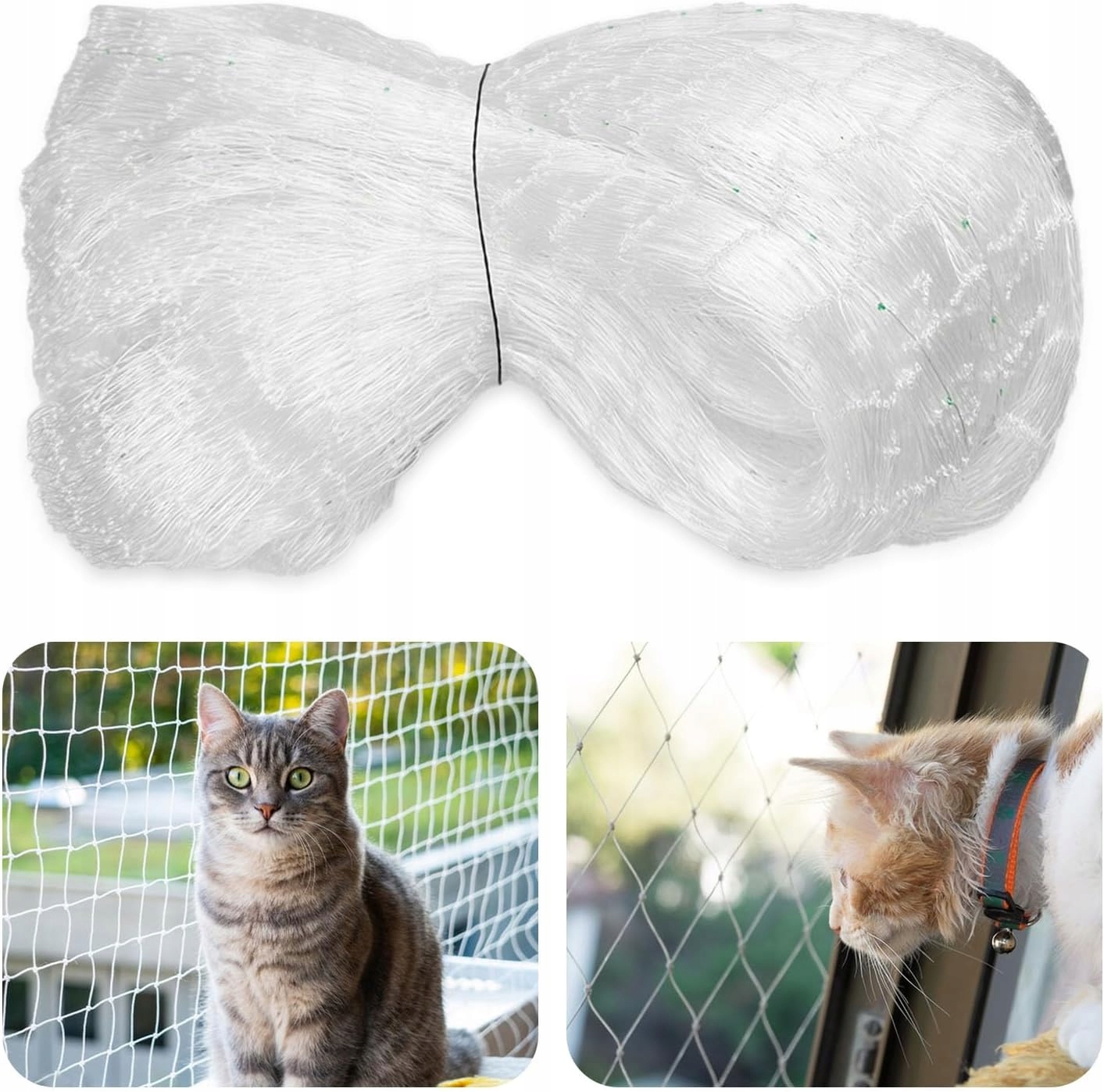 Levně Síť na balkon pro kočky proti ptákům Silná pletená bílá 8x3M