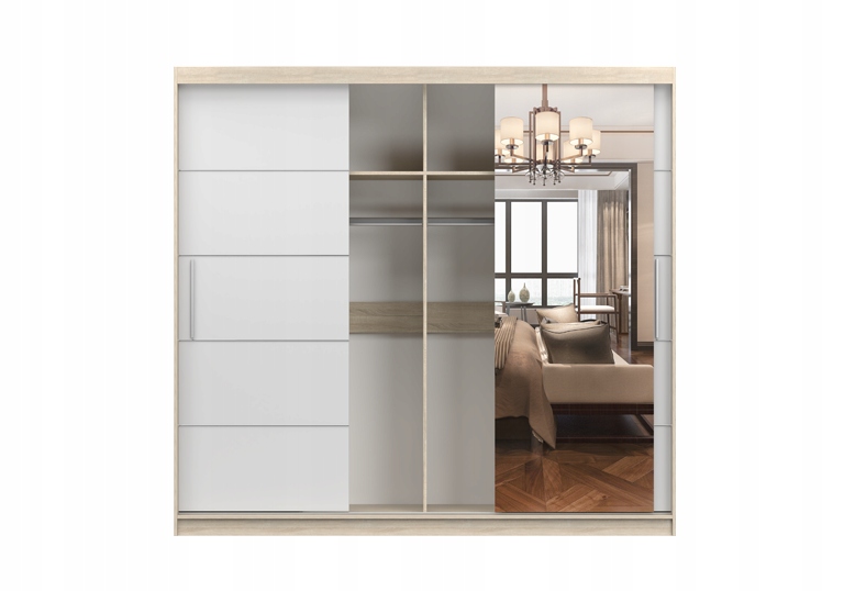 SZAFA PRZESUWNA 3 DRZWIOWA 230 z lustrem PREMIUM duża pokoju sypialniana Kolekcja MULTI