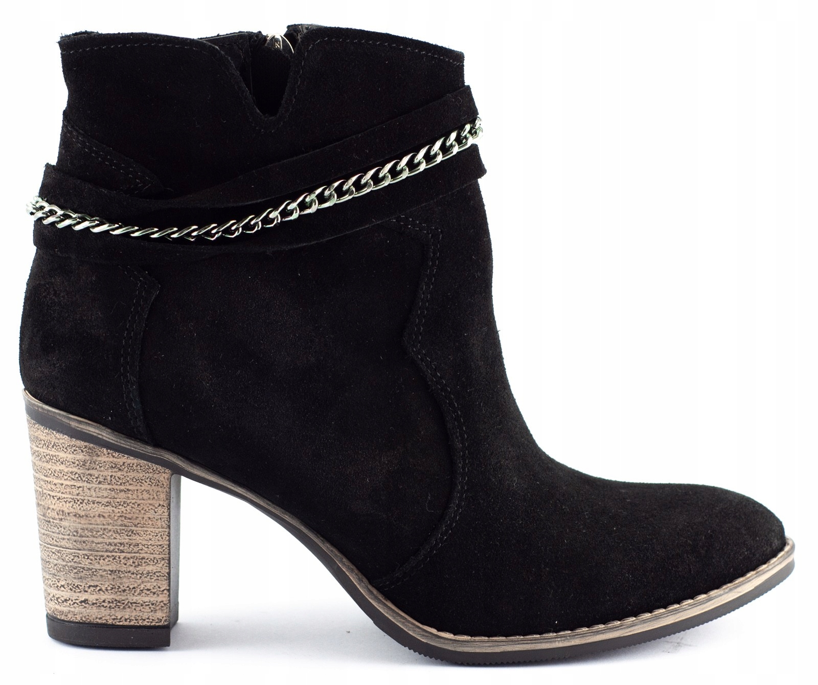 

Botki Na Obcasie Skórzane Polskie Megi Czarne 39