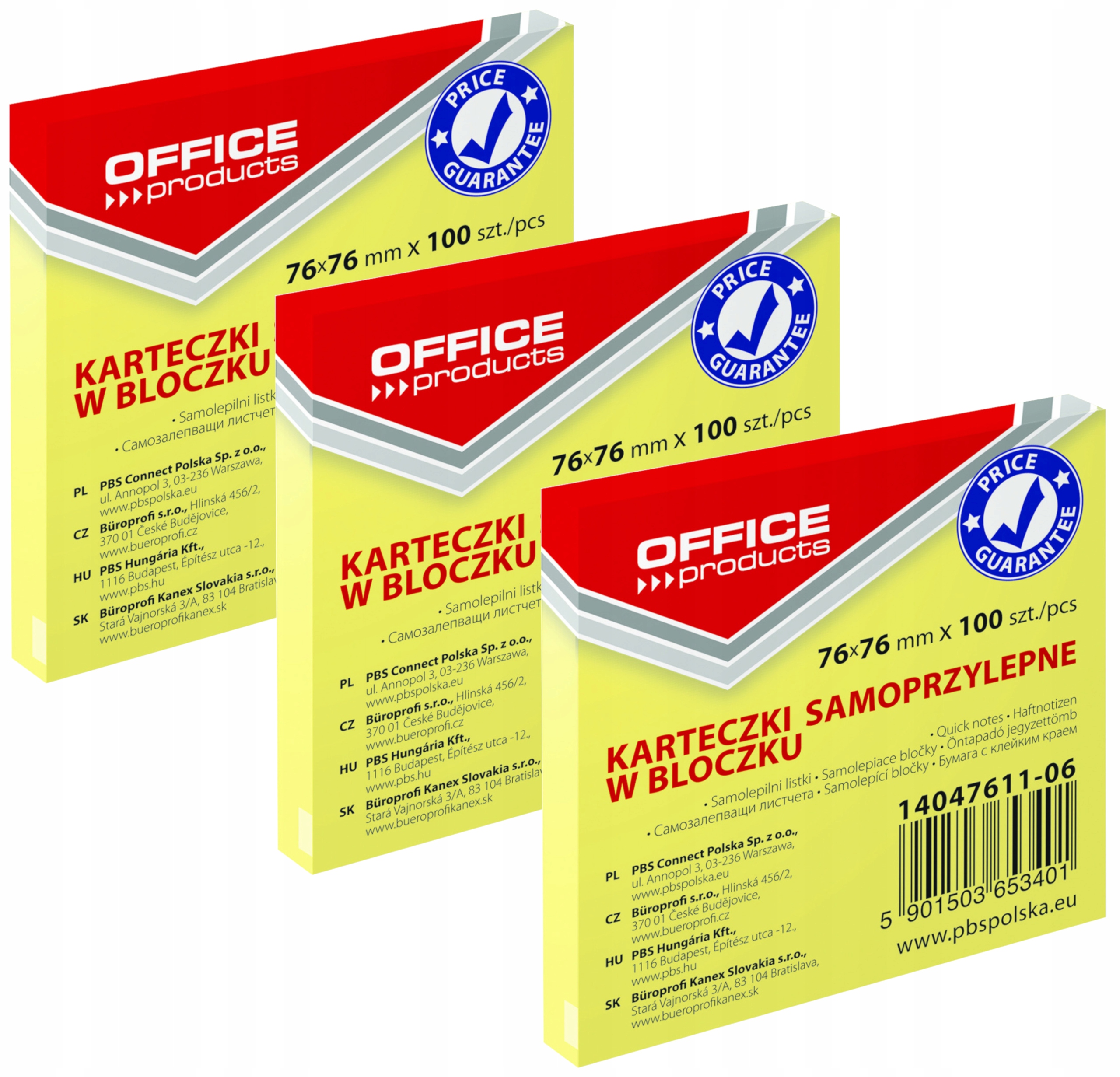 

3x Żółte Karteczki Notes Bloczek Samoprzylepny