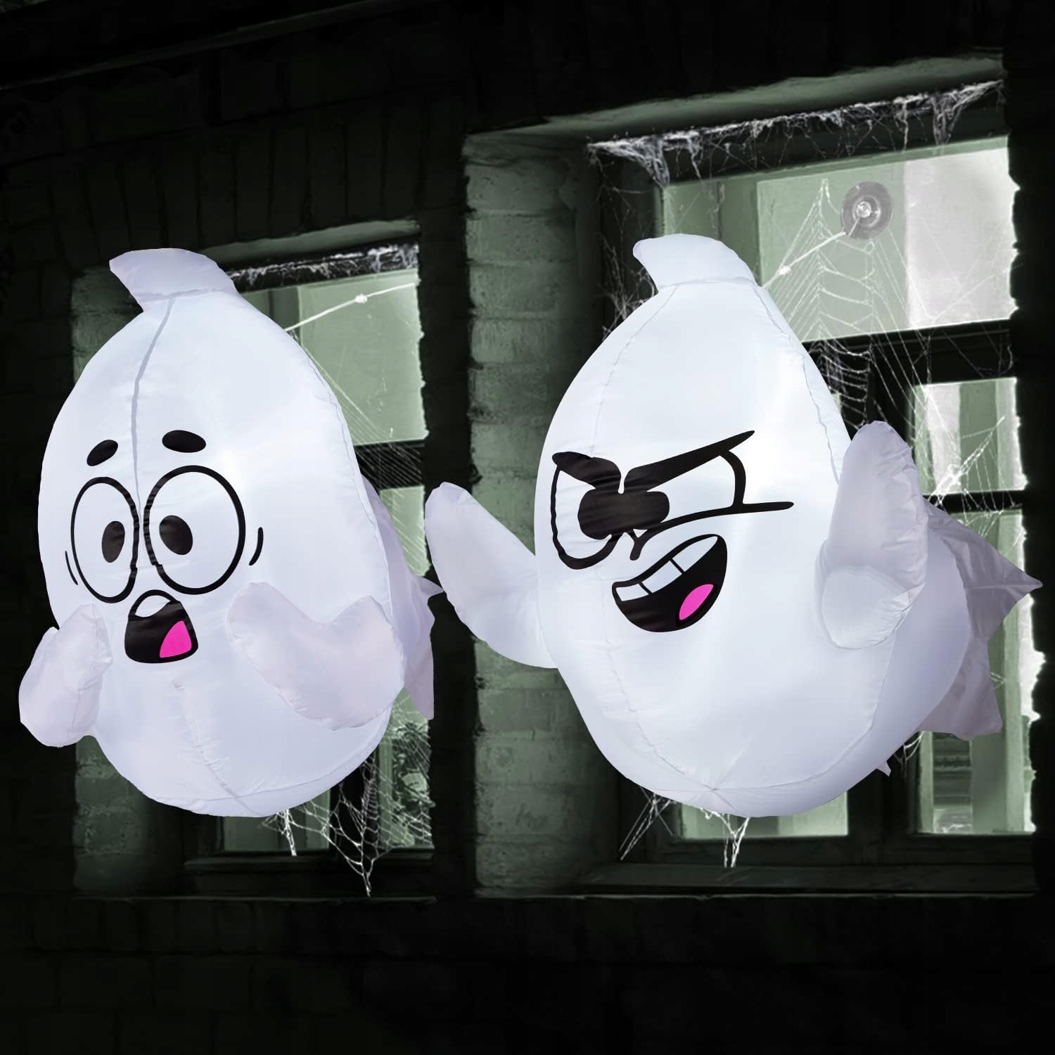 Nafukovací duch na Halloween s vestavěnou Led diodou, 2 kusy