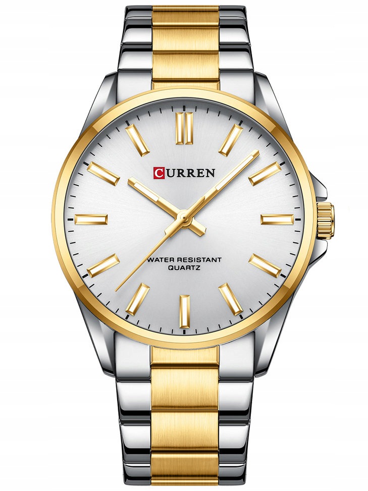 Pánské Hodinky Curren 9090G Stříbrno-zlatý Náramek Krabička Na Den Chlapců
