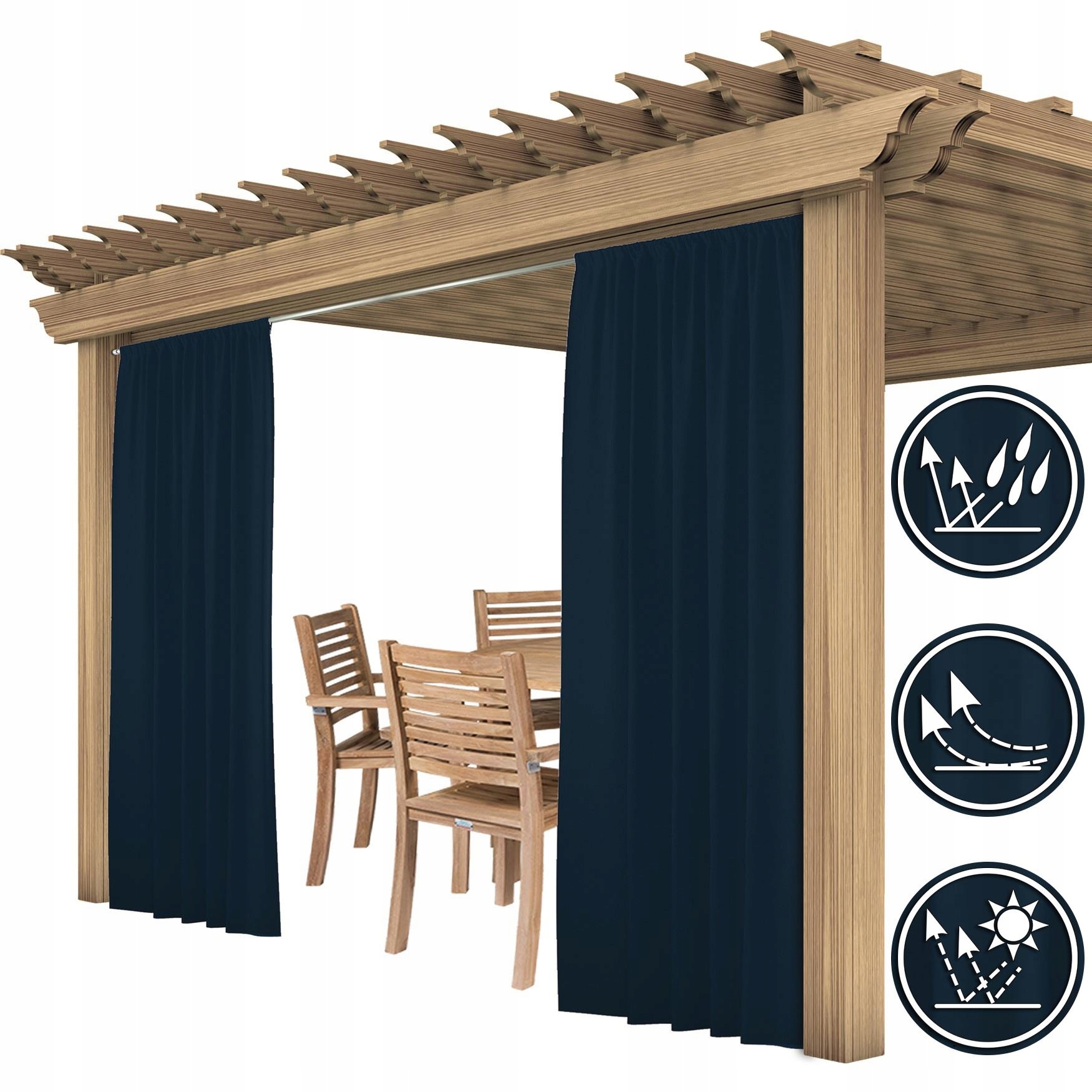ZASŁONY OGRODOWE 155x180 WODOODPORNE ZASŁONA NA TARAS DO ALTANY TUNEL