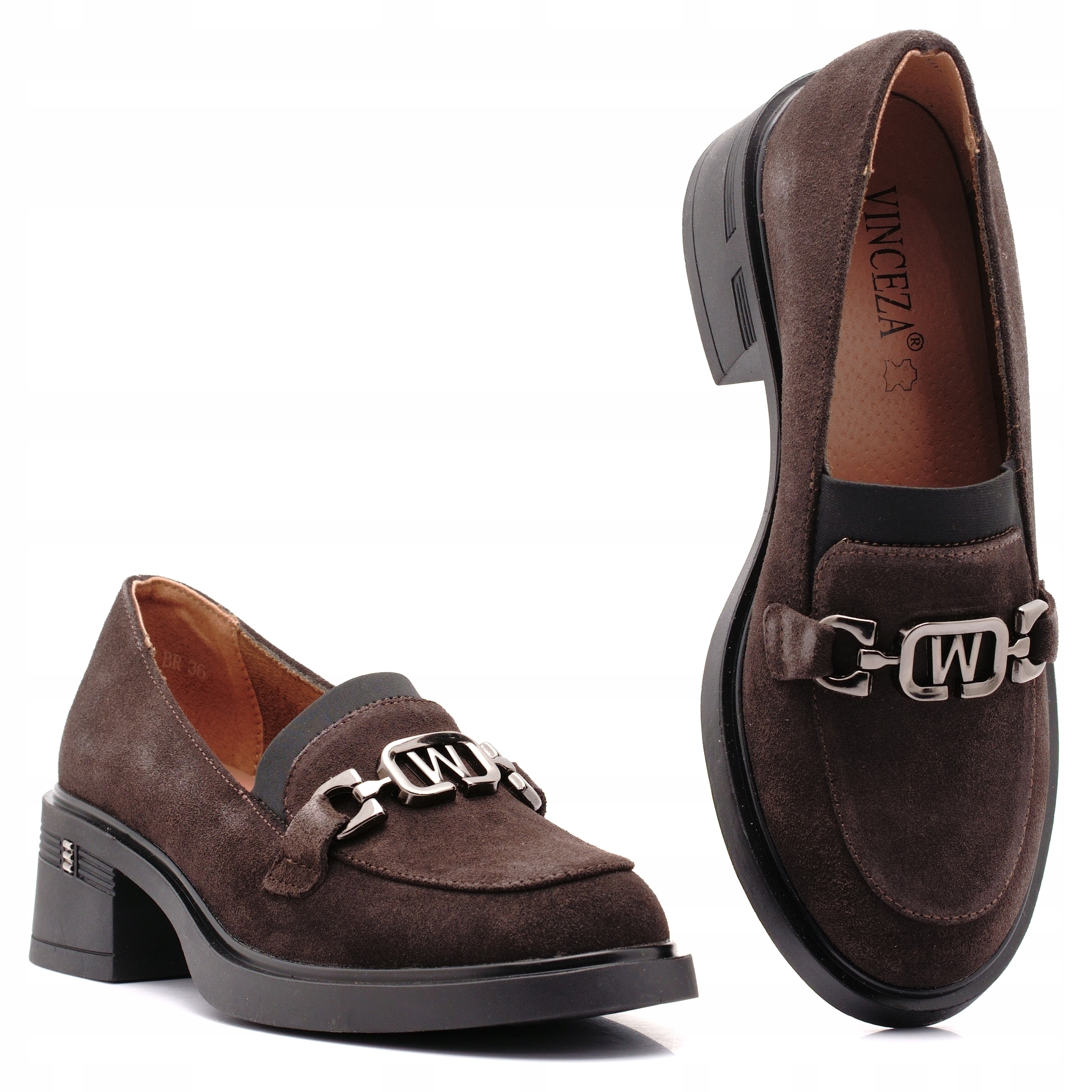 Vinceza Skóra Mokasyny Lordsy Półbuty Damskie Skórzane Brązowe 18127 39