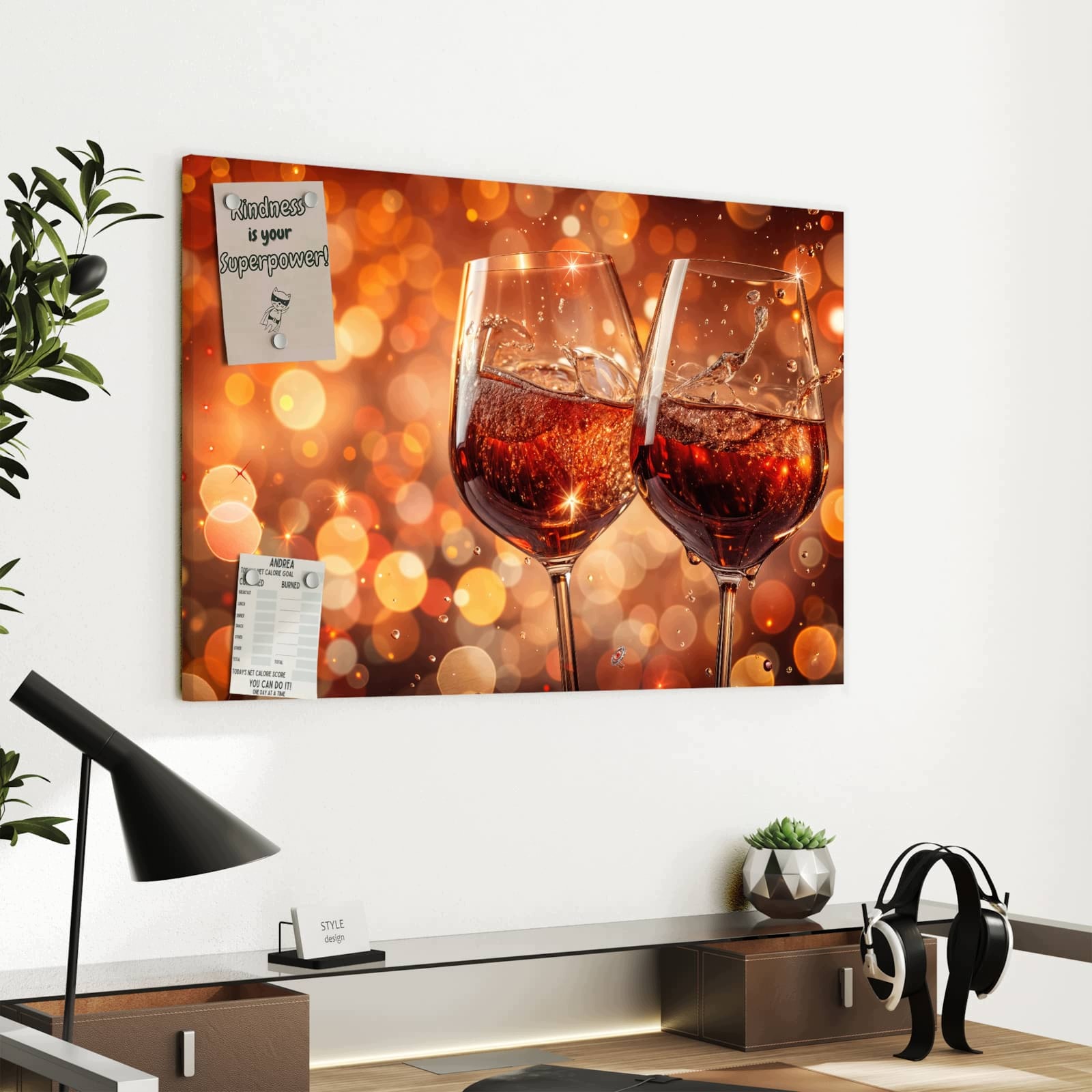 Magnetická tabule Skleničky do vína Šwiouteczny 60 × 40 cm