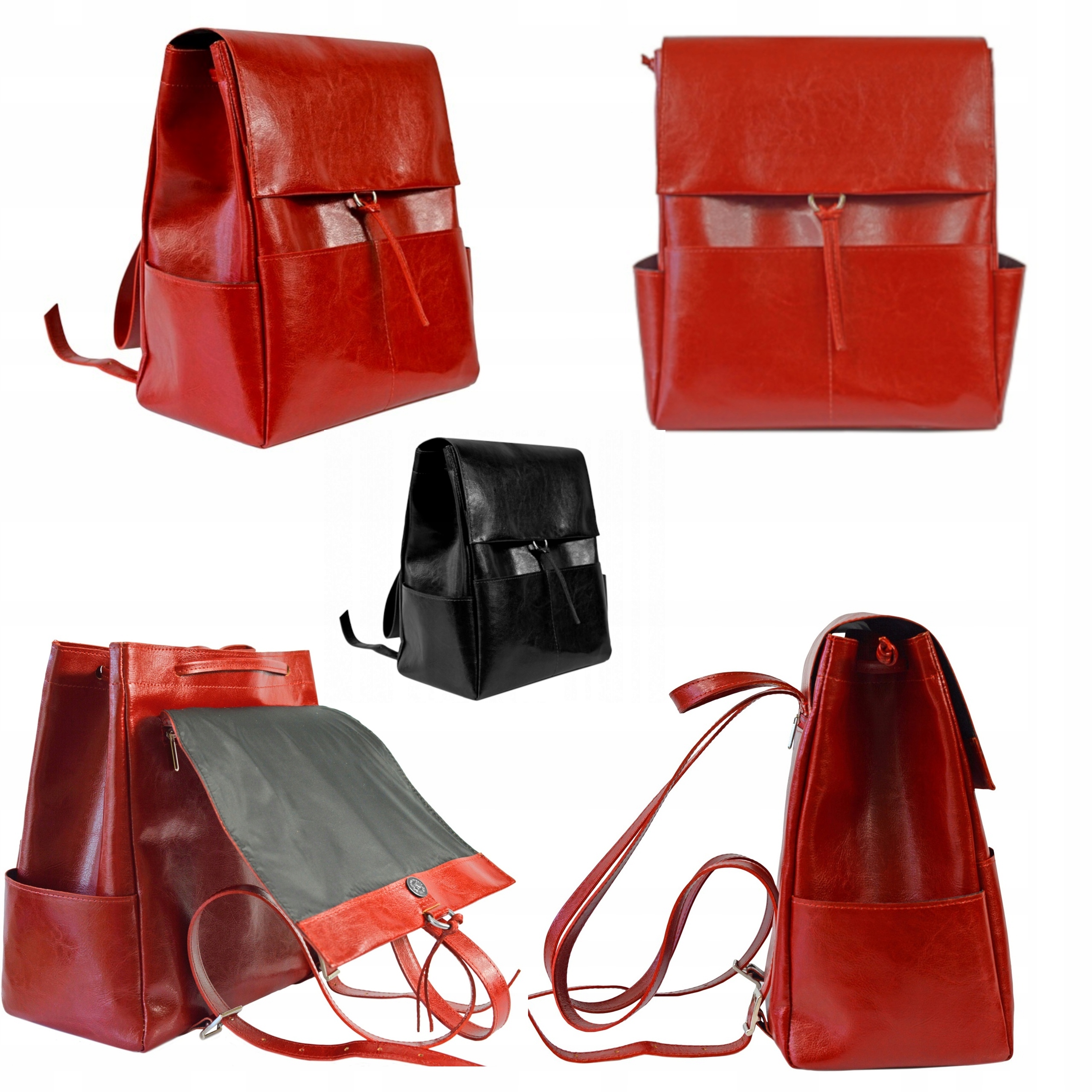 Batoh červený, velký, polská výroba, přírodní kůže