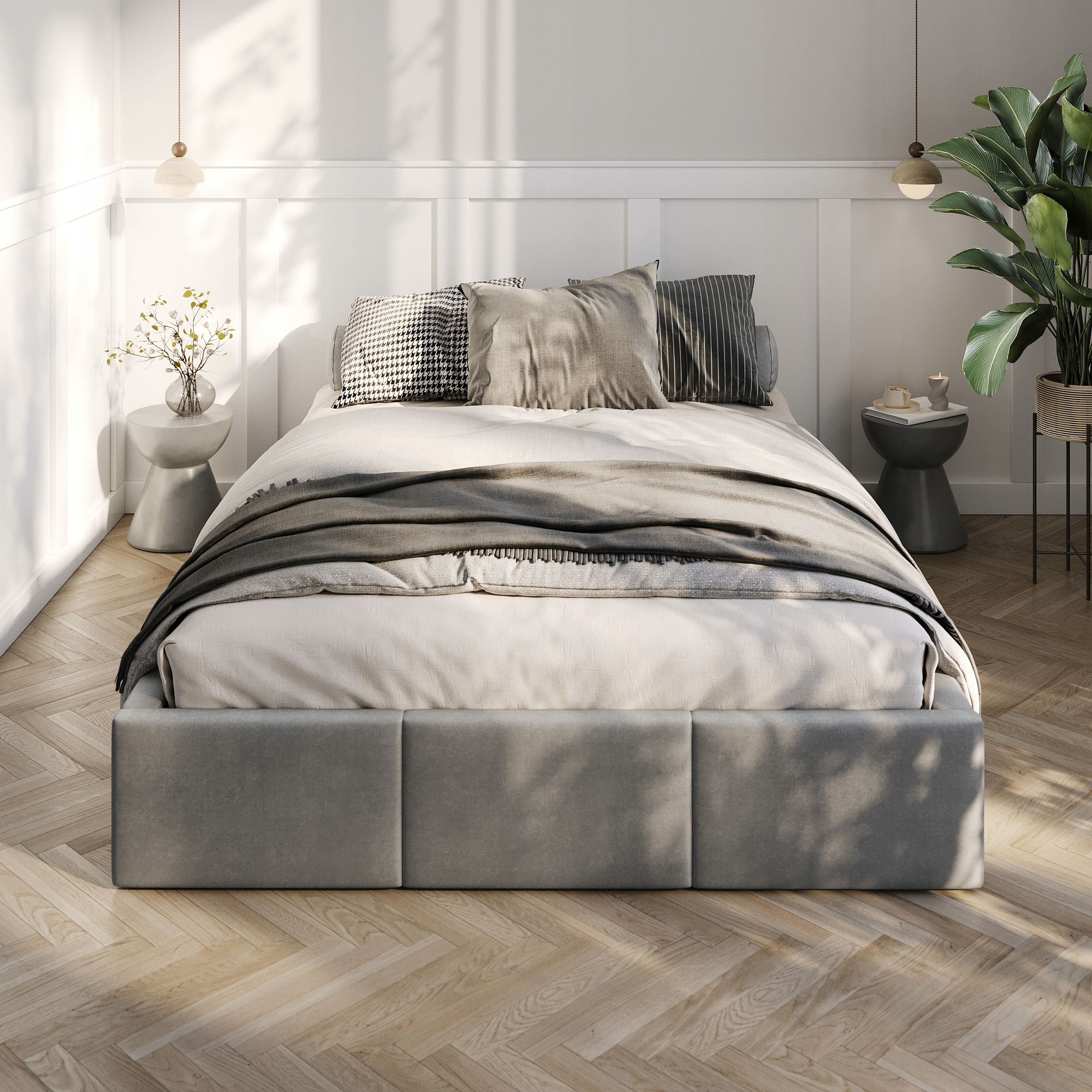Postel 140x200 Čalouněná S Úložným Prostorem Kovová Konstrukce Zvedací Šedý