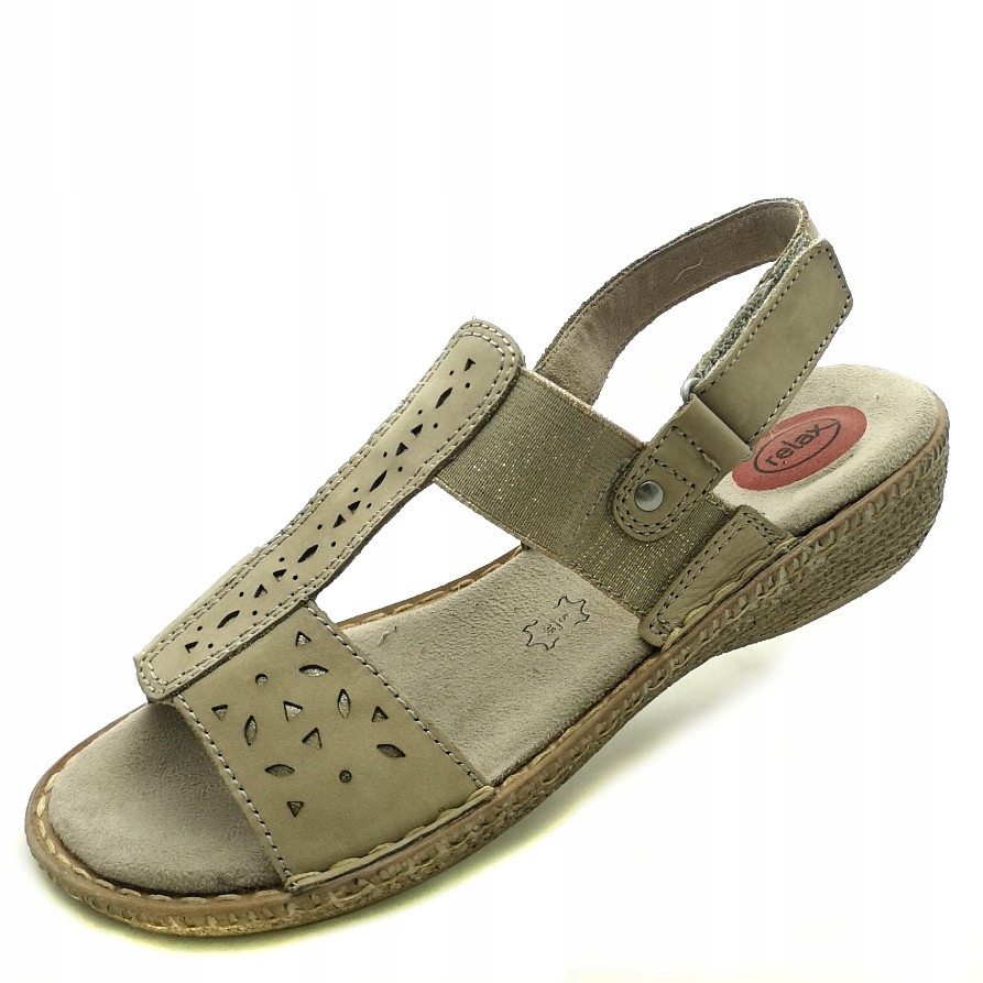 Pohodlné sandály Jana na podpatku Kožené 28107