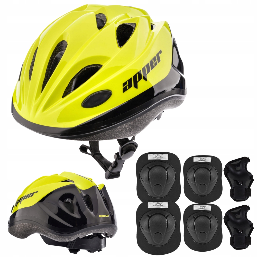 Kask Rowerowy Dziecięcy Regulowany 52-56 cm Zestaw Ochraniaczy M