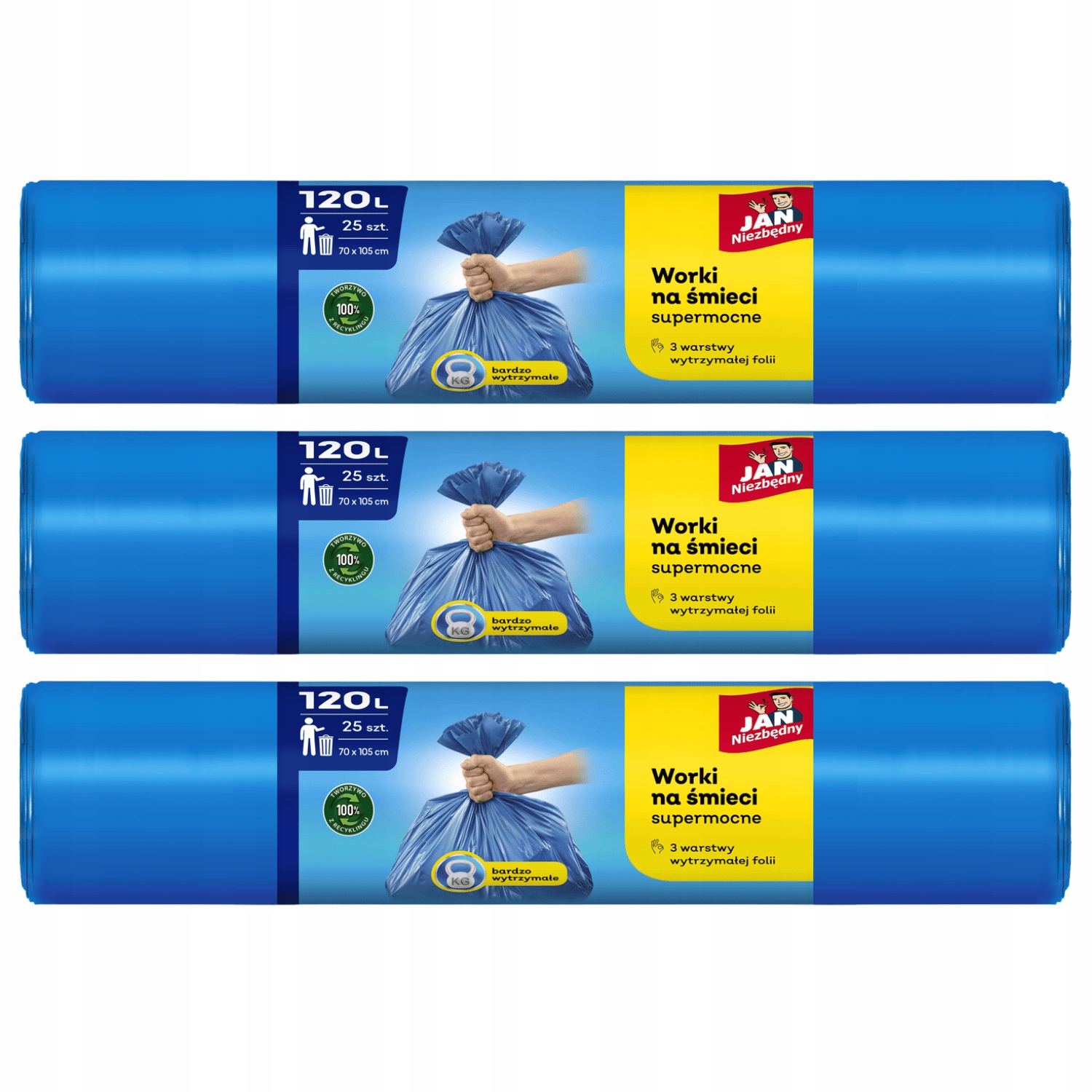 Levně Jan Niezbędny Pytle Na Odpadky 3 Rolky 120 L Silné