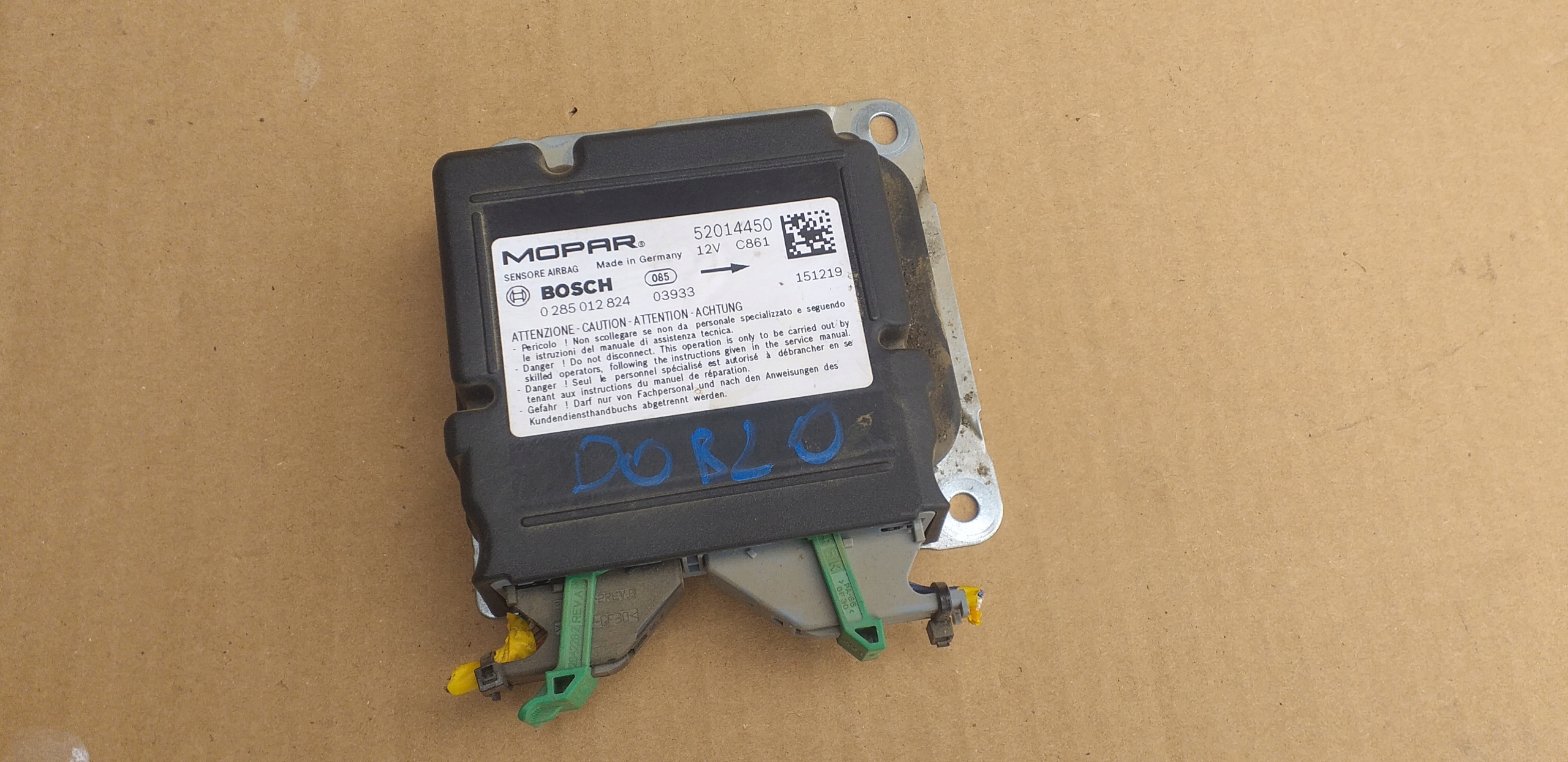 Fiat Doblo II LIFT Moduł sensor AIRBAG 52014450 Fiat Doblo II LIFT