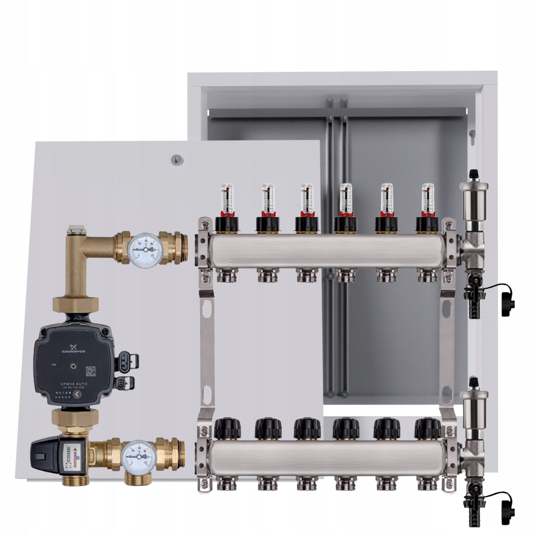 Nerezový rozdělovač pro podlahu 6, nástěnný box Pumpa Grundfos