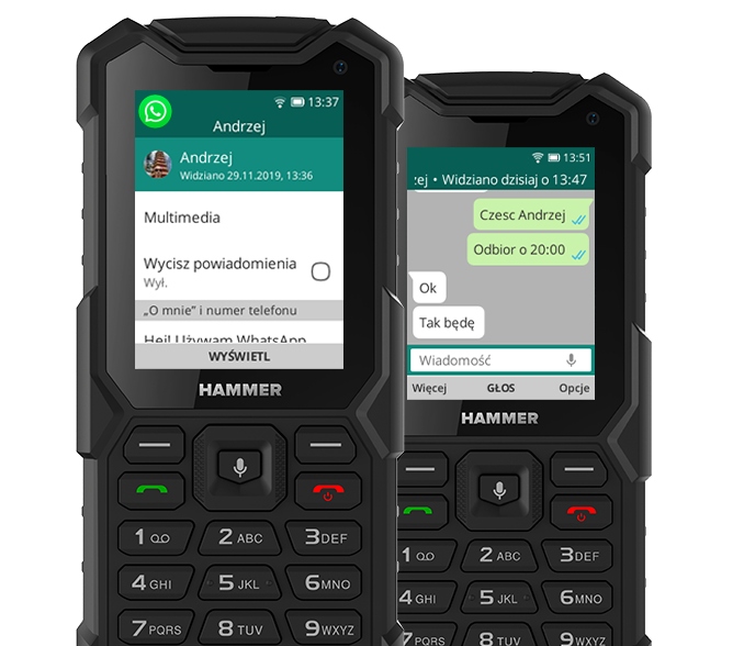 Telefon HAMMER 5 Smart LTE Czarny Mocny Odporny na Wodę Pył Kurz IP68 Pamięć RAM 512 MB