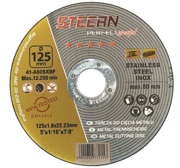 Tarcza do cięcia metalu 125x1,6x22,23 Inox Steern 10 szt.