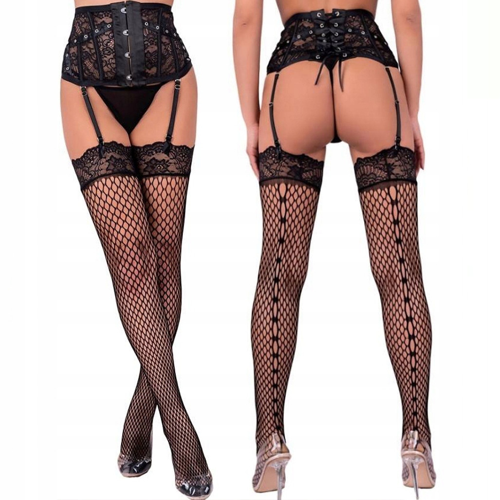 Černý korzetový pásek na punčochy Jelly LivCo Corsetti S/m