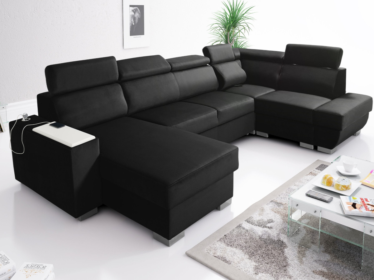 Rohová Sedací Souprava U 340x200 Usb Úložný prostor Funkce Police Opěrky hlavy Kongo RBN20