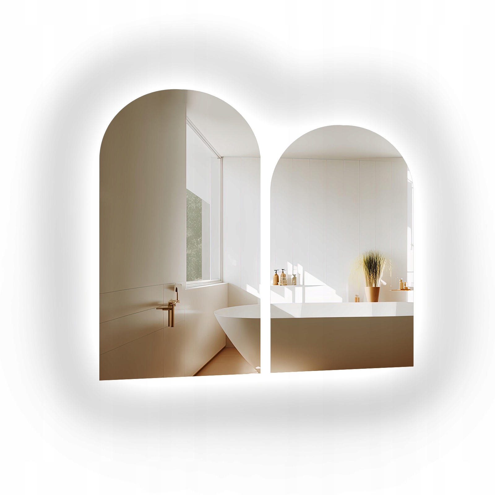 Sada dvou polooválných koupelnových zrcadel Frank Led 100x180 cm 100x200