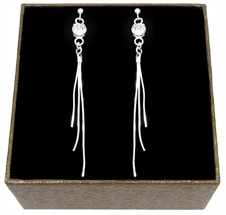 Wiszące Długie Kolczyki Srebrne Linki Z Cyrkoniami Srebro Próby 925 A20