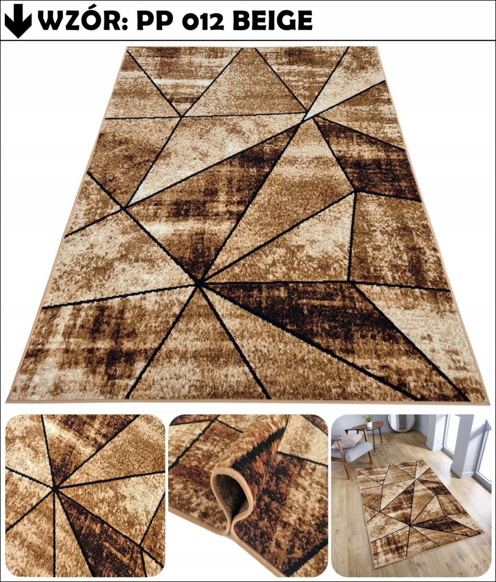 DYWAN RETRO 200x300 NOWOCZESNY OBSZYTY OBSZYTY BCF PLUSZOWY ~MIX WZORÓW Rodzaj z krótkim włosiem