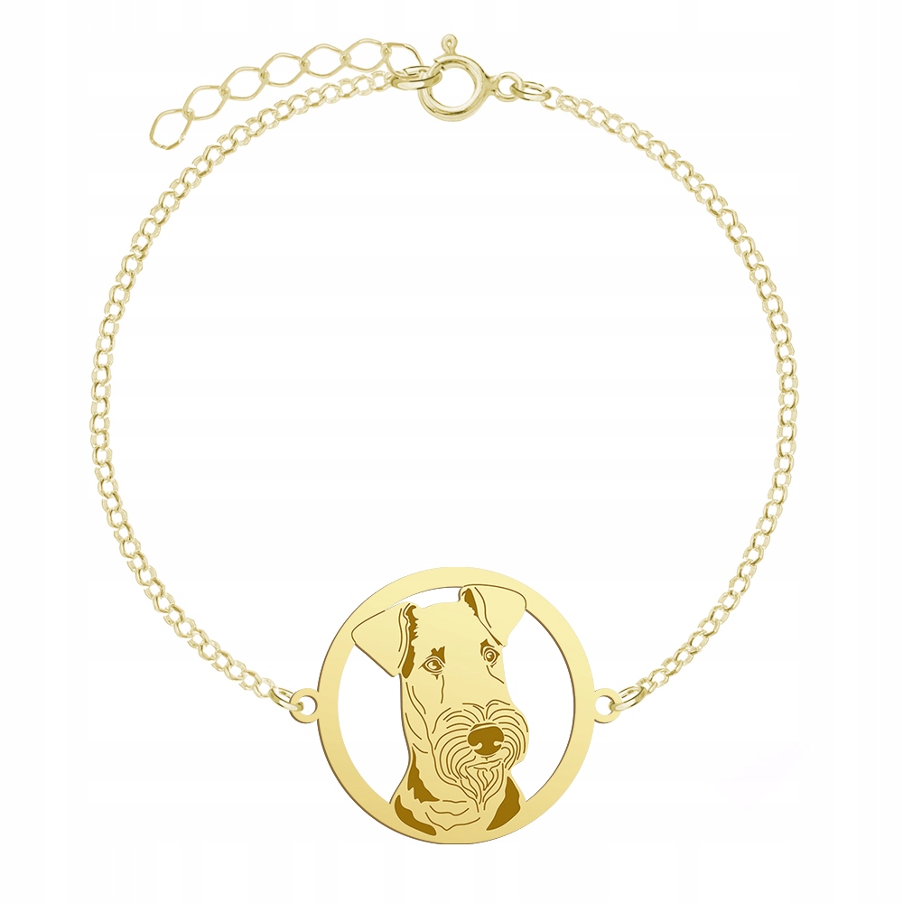 Zlatý náramek Airedale Terrier 925 Šperky Žena Gravírování Bonus