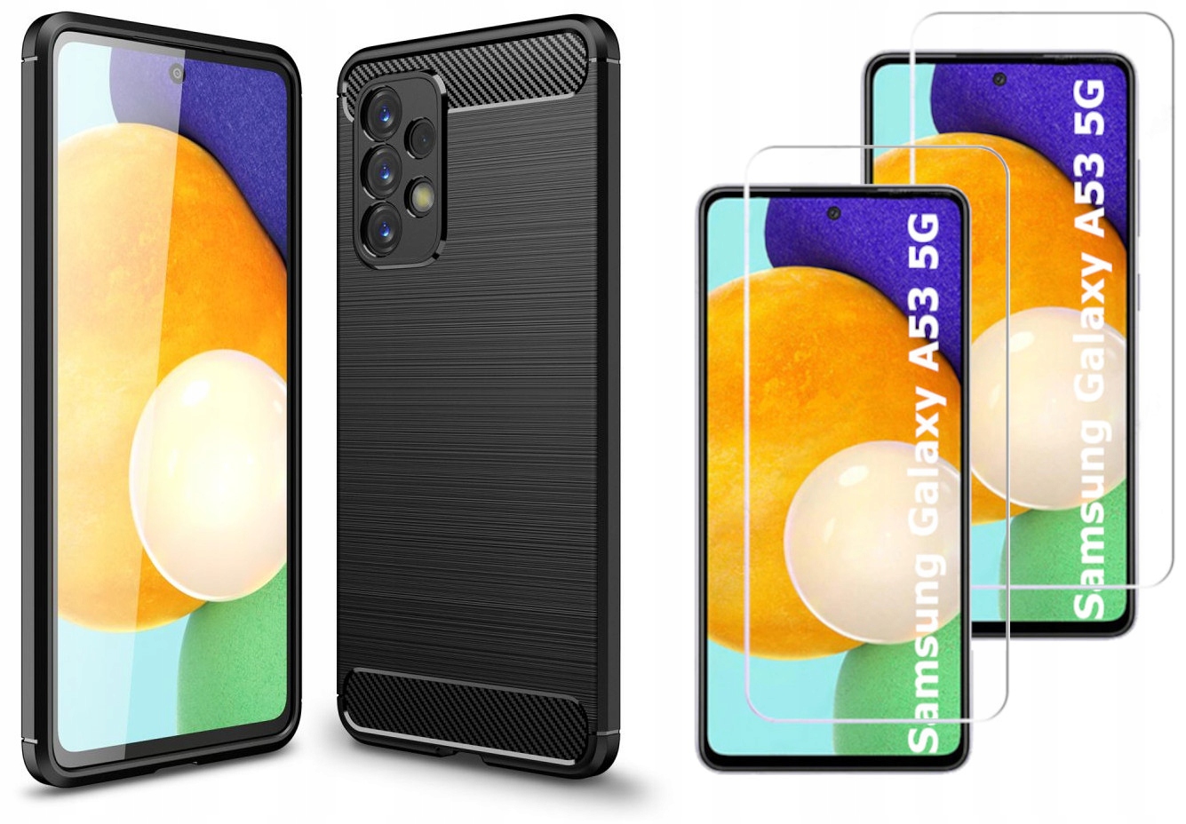 

Etui 2x Szkło do Samsung Galaxy A53 5G Karbon
