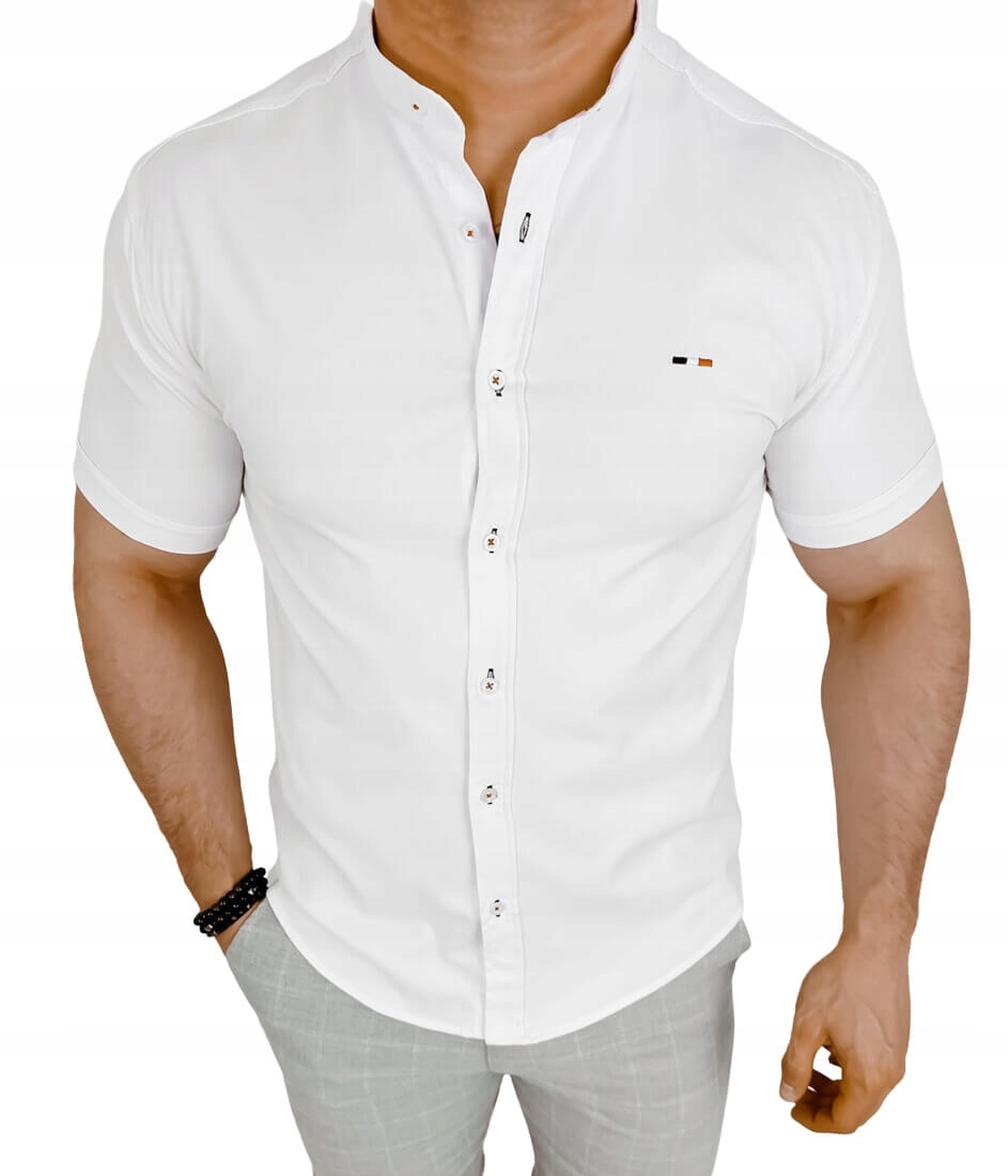 

Koszula meska krotki rekaw biala slim fit XXXL