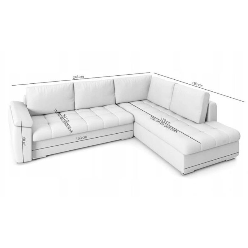 ROZKŁADANY NAROŻNIK VEGAS STYLOWA ROGÓWKA Głębokość mebla 190 cm