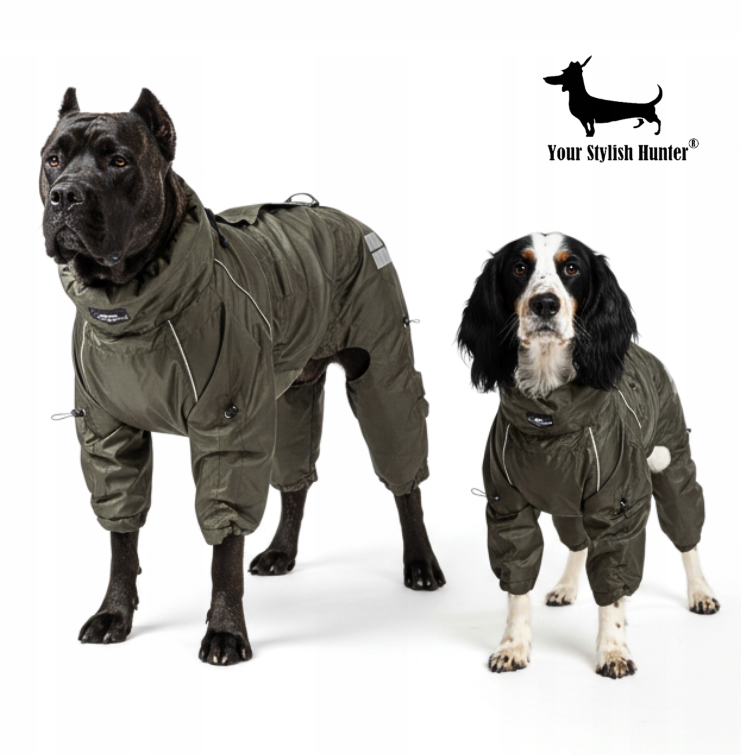 Levně Pláštěnka Kombinéza obleček pro velkého psa olivová 2XS