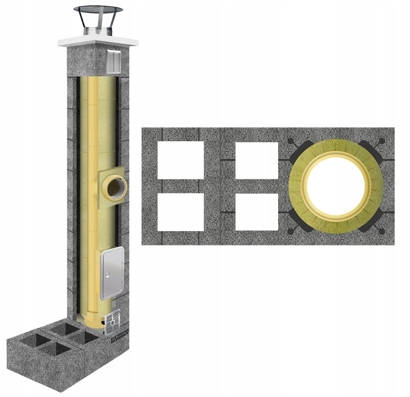 Keramický komínový systém KW2+W2 fi 200 8 m, izolovaný, zateplený, 36x78