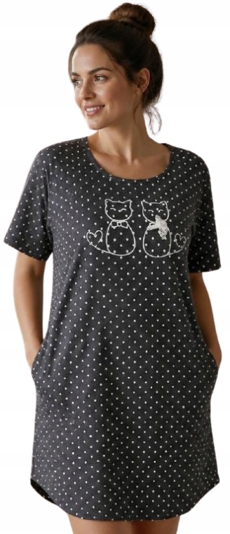 Šedá Košile Noční S Kapsami Domácí Šaty Košile 3XL