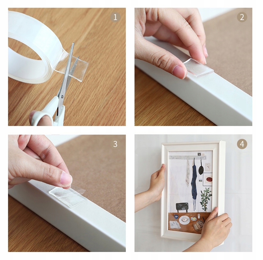 PRZEZROCZYSTA MOCNA TAŚMA NANO TAPE DWUSTRONNA WODOODPORNA WIELOKROTNA 5m Cechy dodatkowe wodoodporność