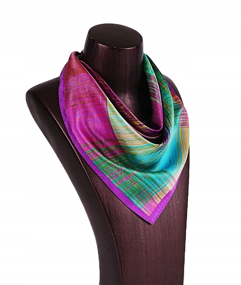 

100% Jedwab Markowa Apaszka Chusta Jakość Premium^