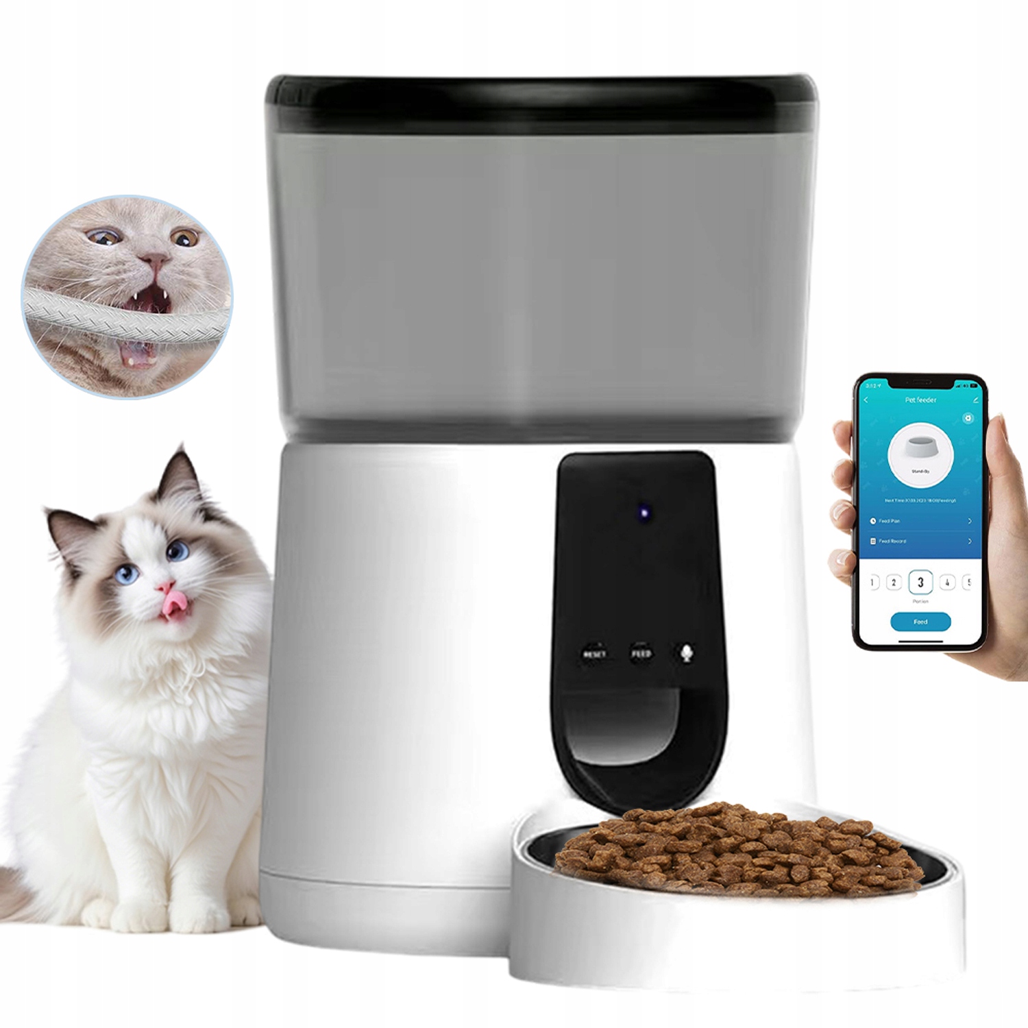 Levně Automatický Dávkovač Krmiva Pro Kočky Psa 2.4G Wifi Hlasová Zpráva S App