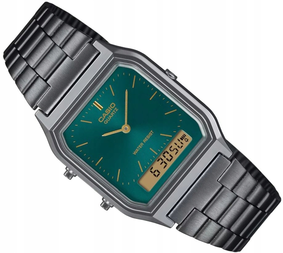 Hodinky Casio Vintage Casio AQ-230EGG-3AEF Retro Klasik Grey/green Box 30 mm