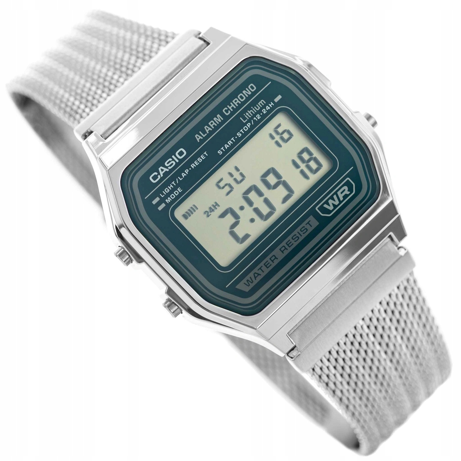 Pánské Hodinky Casio A158WEM-3EF Vintage Retro Stříbrné Na Náramku, Stopky