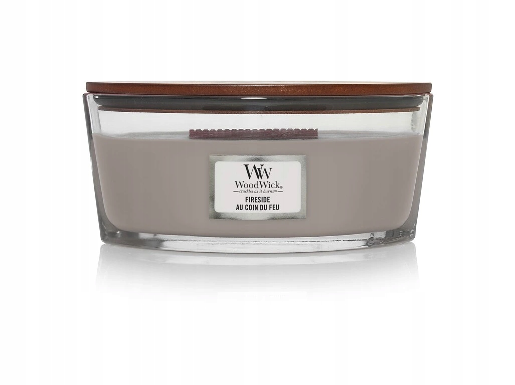 WoodWick vonná svíčka s dřevěným knotem Elipsa Fireside 453,6 g