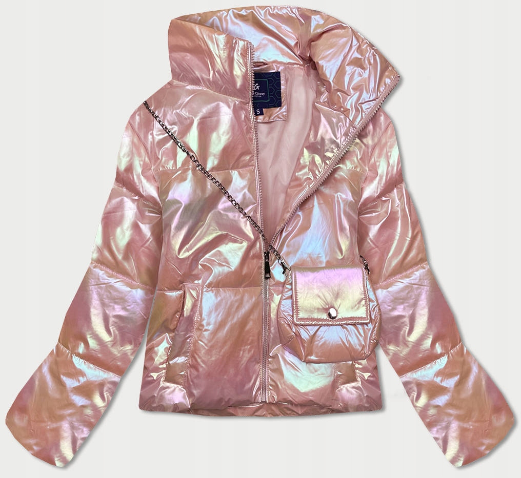 【TIGA】AURORA STEEL ピンク 【ティガ オーロラ】 新品未使用 BŁYSZCZĄCA KURTKA TOREBKA AG3-07 RÓŻOWA S (36) • Cena, Opinie