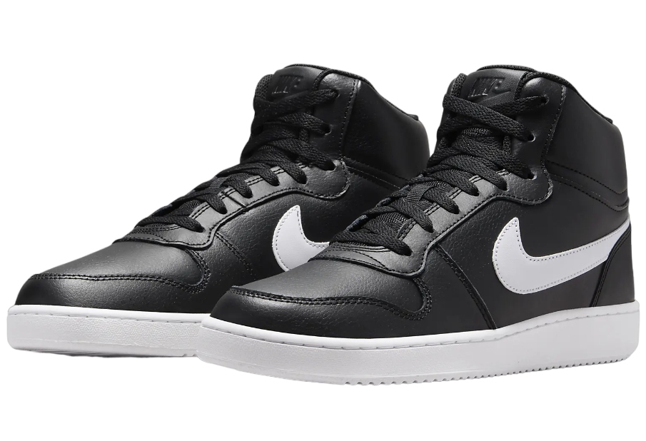 Nike Ebernon Mid Bílá sportovní kůže Dámské zimní boty Hi Vysoké černé