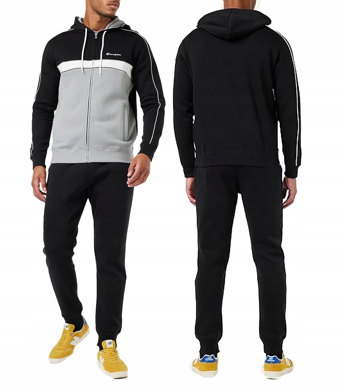 3327 Dres Champion Komplet Męski Bawełniany Rozpinany Z Kapturem Czarny L