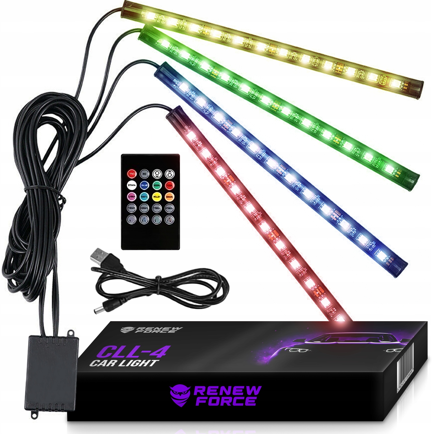 Светодиодная лента для салона автомобиля, RGB-лента с пультом дистанционного управления