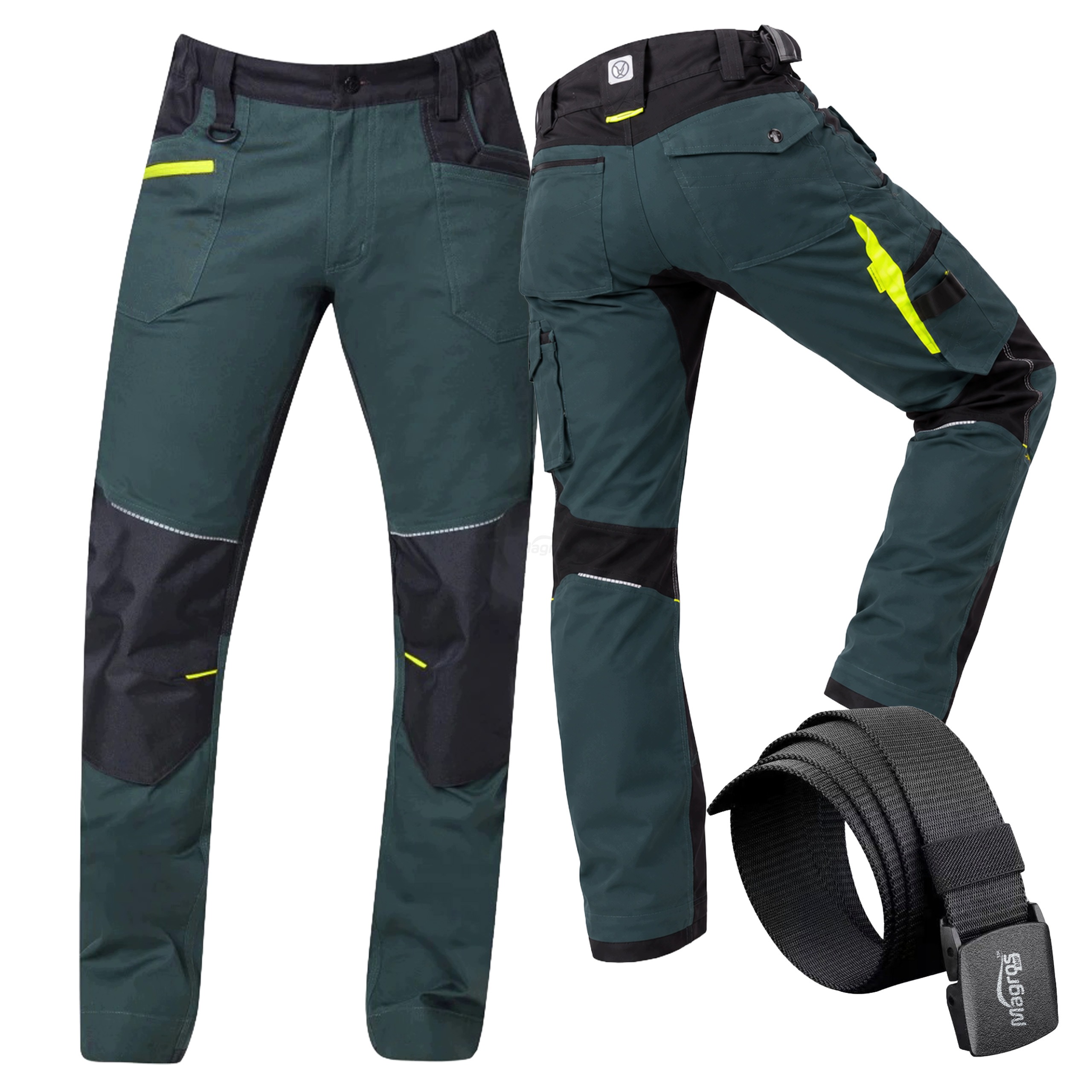 Pracovní kalhoty do pasu Bozp Pánské Elastické Slim Zelené Ardon 4Xstretch
