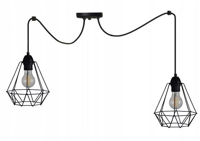 LAMPA WISZĄCA SUFITOWA PLAFON ŻYRANDOL LED E27 LOFT PAJĄK DRUCIAK DO SALONU