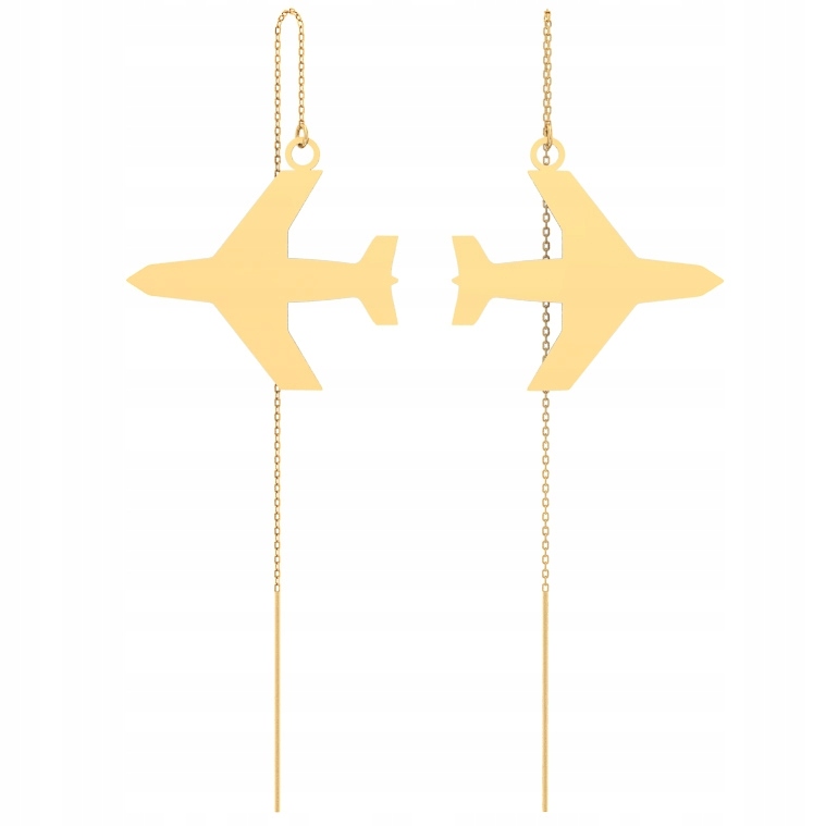 Náušnice Provlékací S Vzorem Letadla Ryzost 585