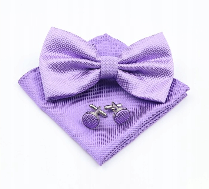 

Mucha męska Spinki Poszetka fioletowa lawendowa